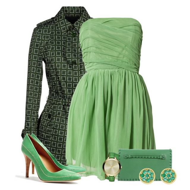Цвет обуви под зеленое платье фото
